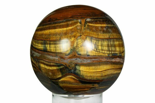 A high quality sphere of polished tiger's eye.